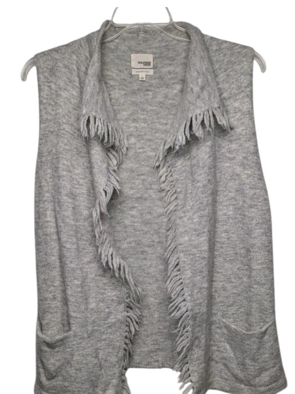 Wilfred Gray Fringe Open-Front Sweater Vest Alpaca